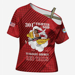 Personalized Tuskegee Airmen Red Tails Cross Shoulder Shirt 301st Fighter Squadron - Red