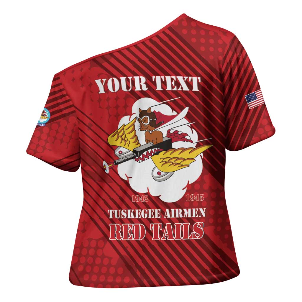 Personalized Tuskegee Airmen Red Tails Cross Shoulder Shirt 301st Fighter Squadron - Red