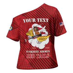 Personalized Tuskegee Airmen Red Tails Cross Shoulder Shirt 301st Fighter Squadron - Red