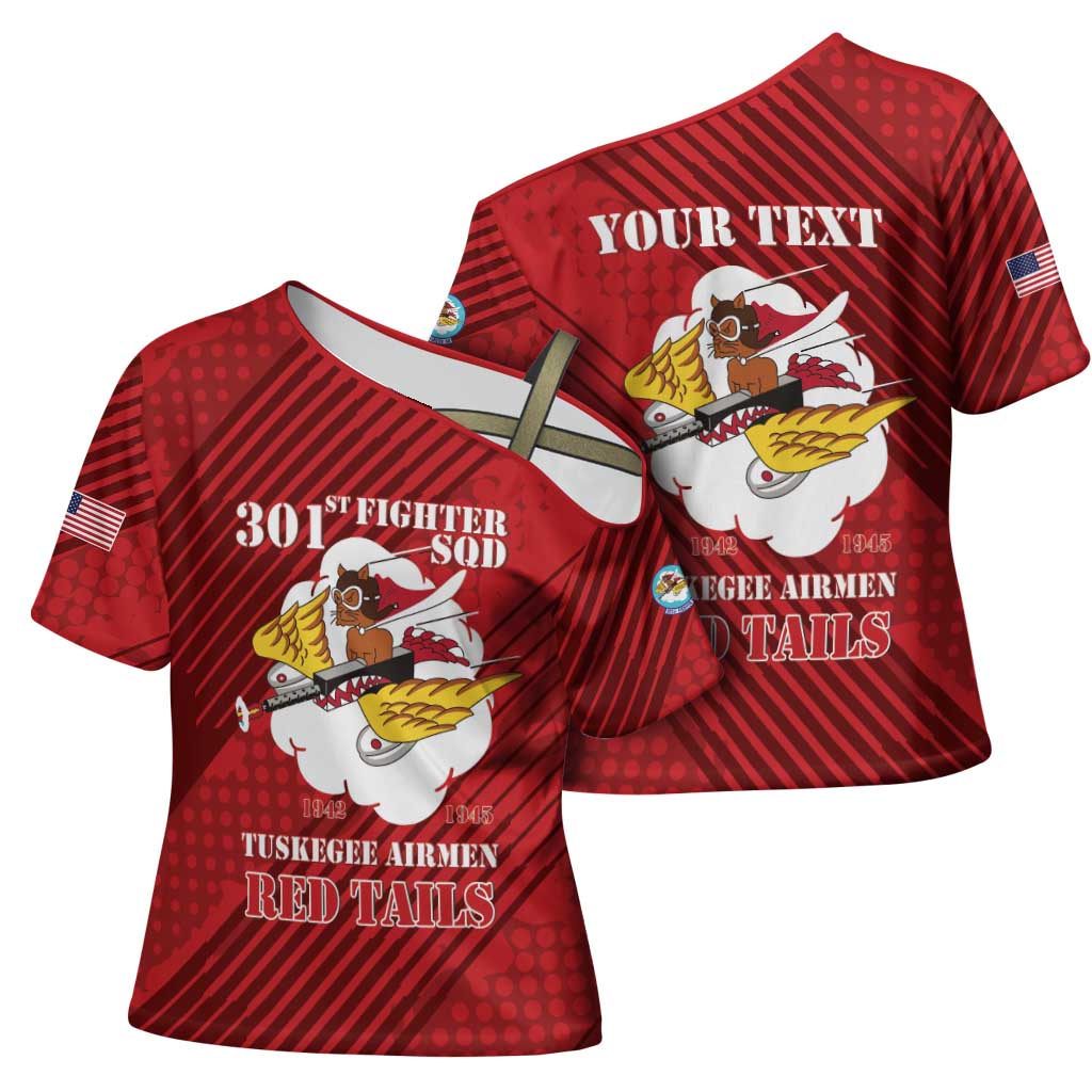 Personalized Tuskegee Airmen Red Tails Cross Shoulder Shirt 301st Fighter Squadron - Red