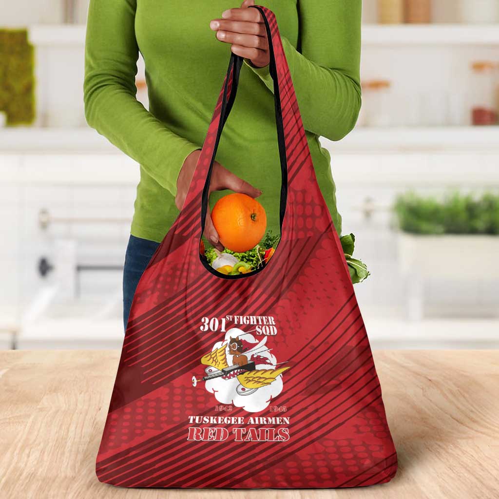 301st Fighter Squadron WWII Grocery Bag Red Tails Heritage - Red - African Pride