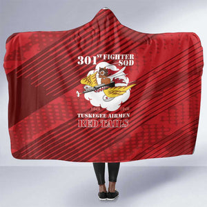301st Fighter Squadron WWII Hooded Blanket Red Tails Heritage - Red - African Pride