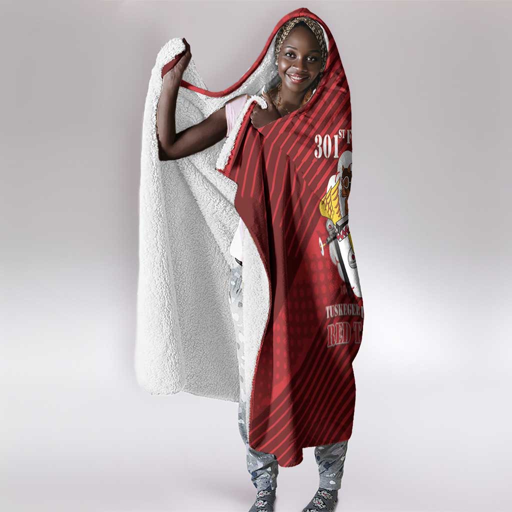 301st Fighter Squadron WWII Hooded Blanket Red Tails Heritage - Red - African Pride