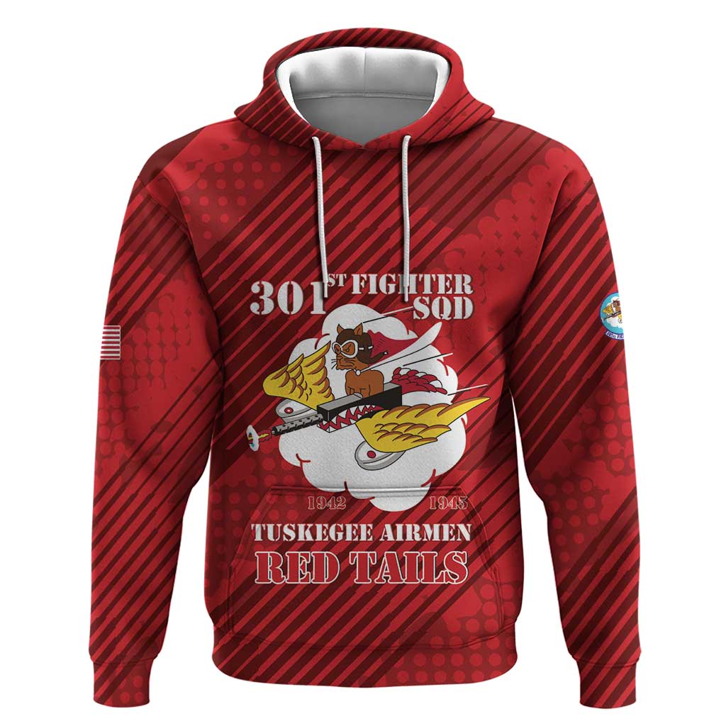 Personalized 301st Fighter Squadron WWII Hoodie Red Tails Heritage - Red - African Pride