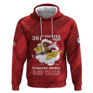 Personalized 301st Fighter Squadron WWII Hoodie Red Tails Heritage - Red - African Pride