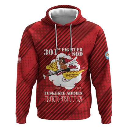 Personalized 301st Fighter Squadron WWII Hoodie Red Tails Heritage - Red - African Pride