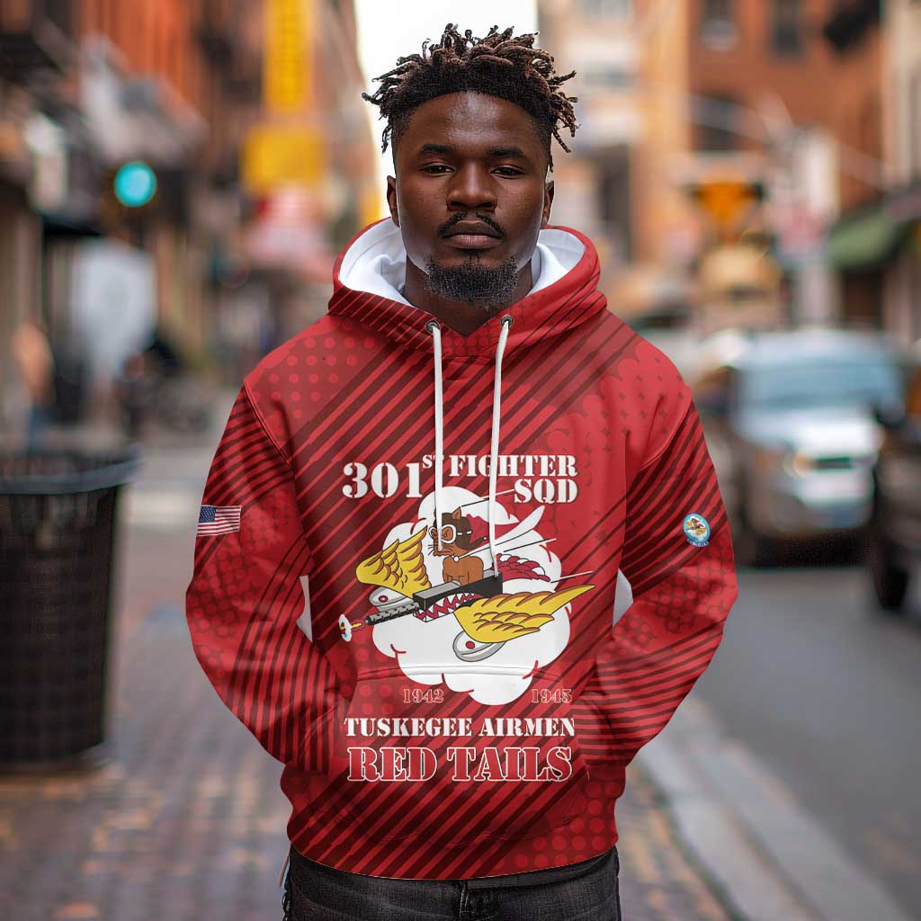 Personalized 301st Fighter Squadron WWII Hoodie Red Tails Heritage - Red - African Pride