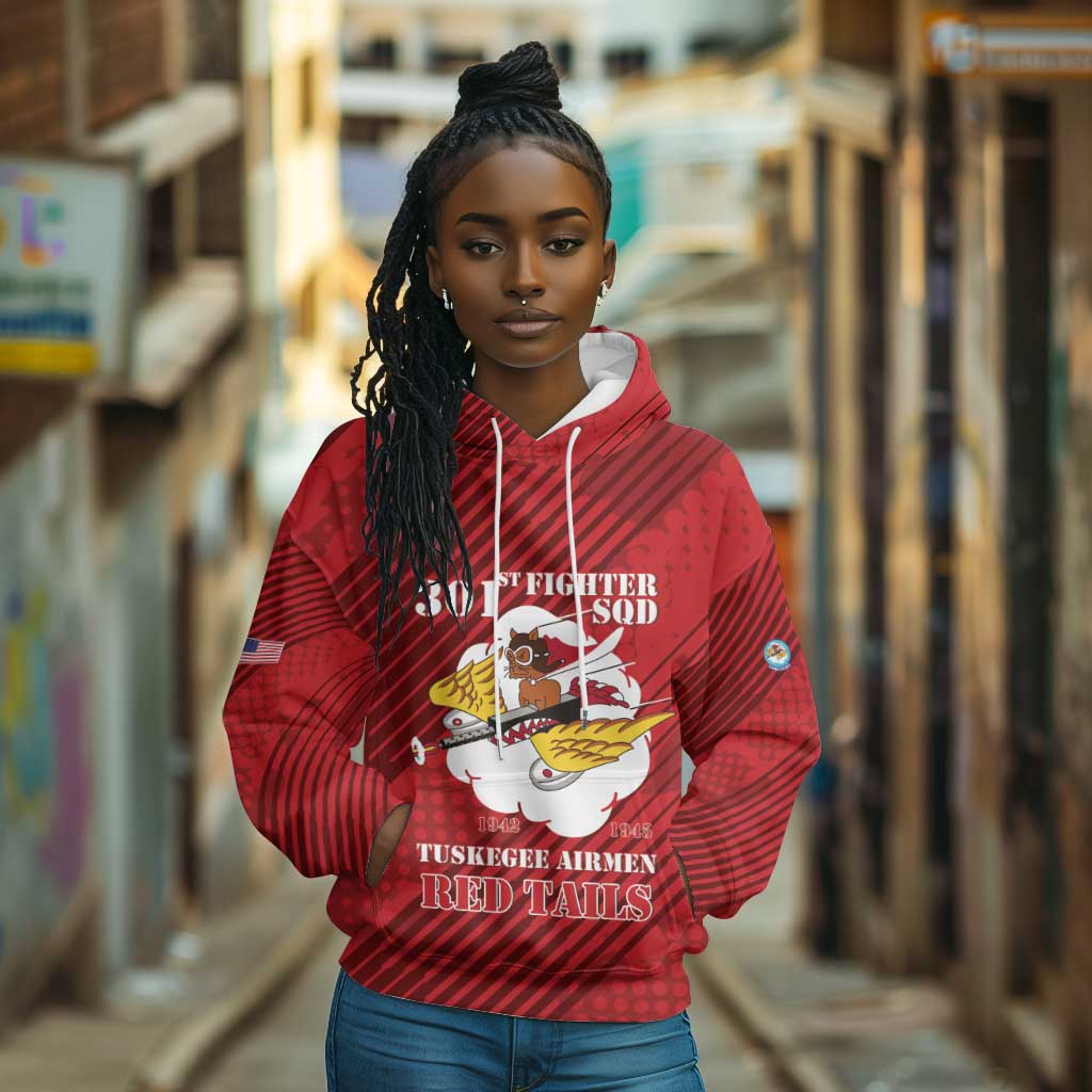 Personalized 301st Fighter Squadron WWII Hoodie Red Tails Heritage - Red - African Pride