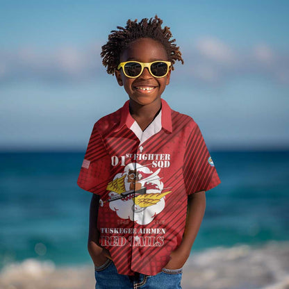 Personalized 301st Fighter Squadron WWII Kid Hawaiian Shirt Red Tails Heritage - Red - African Pride