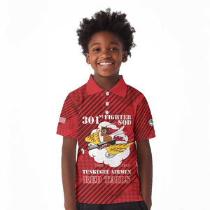 Personalized 301st Fighter Squadron WWII Kid Polo Shirt Red Tails Heritage - Red - African Pride