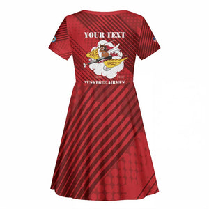 Personalized 301st Fighter Squadron WWII Kid Short Sleeve Dress Red Tails Heritage - Red - African Pride