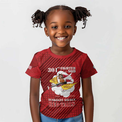 Personalized 301st Fighter Squadron WWII Kid T shirt Red Tails Heritage - Red - African Pride