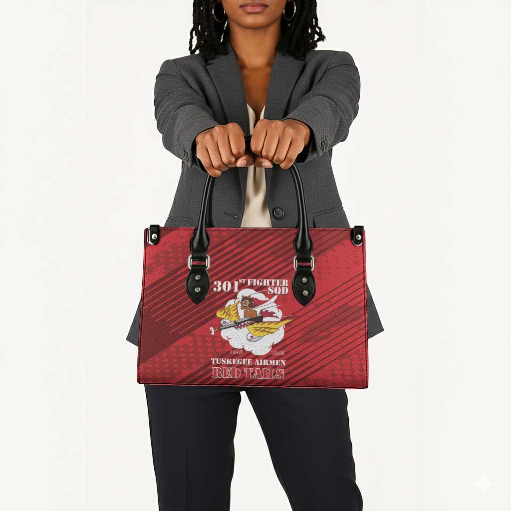 Tuskegee Airmen Red Tails Leather Bag 301st Fighter Squadron - Red