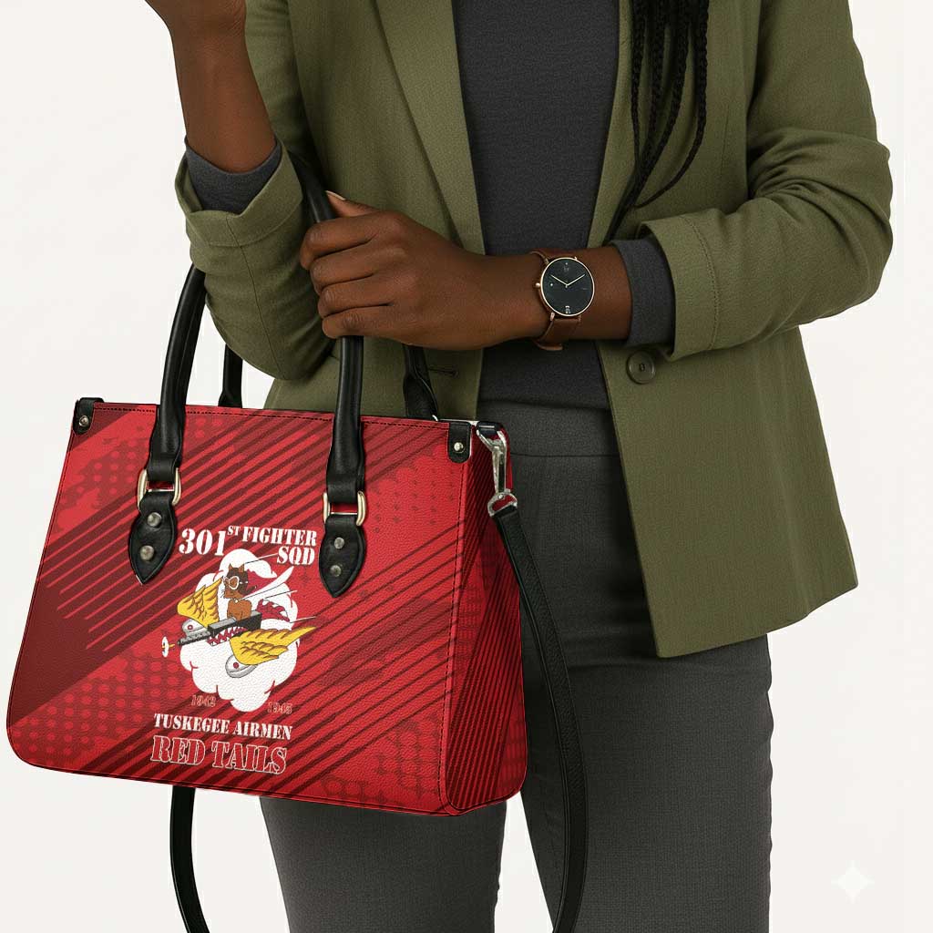 Tuskegee Airmen Red Tails Leather Bag 301st Fighter Squadron - Red