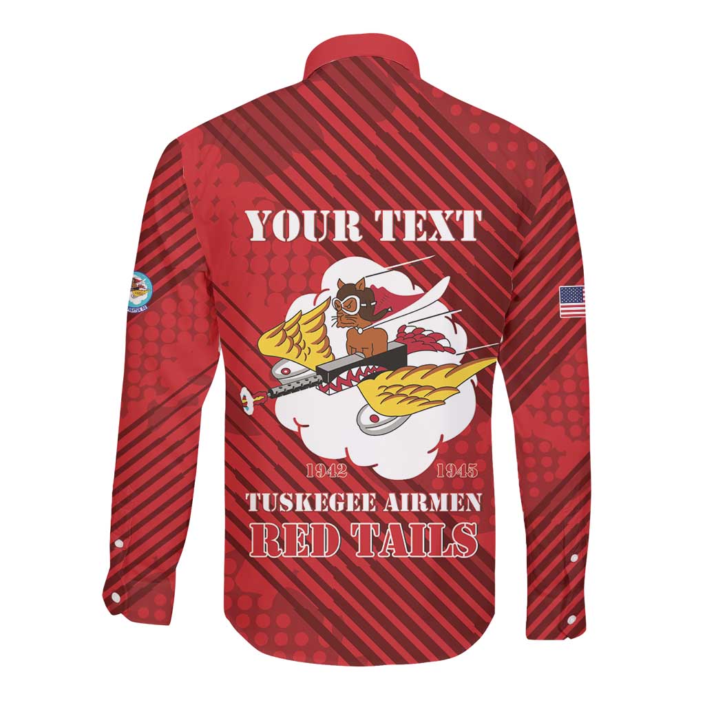 Personalized 301st Fighter Squadron WWII Long Sleeve Button Shirt Red Tails Heritage - Red - African Pride