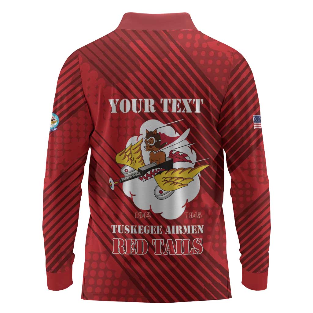 Personalized 301st Fighter Squadron WWII Long Sleeve Polo Shirt Red Tails Heritage - Red - African Pride