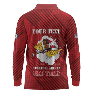 Personalized 301st Fighter Squadron WWII Long Sleeve Polo Shirt Red Tails Heritage - Red - African Pride