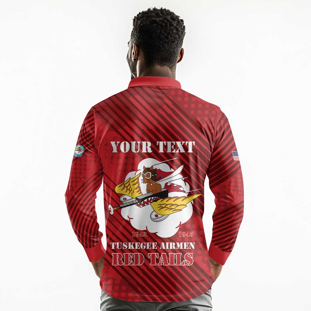 Personalized 301st Fighter Squadron WWII Long Sleeve Polo Shirt Red Tails Heritage - Red - African Pride
