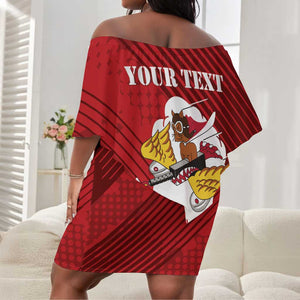 Personalized 301st Fighter Squadron WWII Off Shoulder Short Dress Red Tails Heritage - Red - African Pride