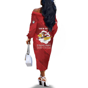 Personalized 301st Fighter Squadron WWII Off The Shoulder Long Sleeve Dress Red Tails Heritage - Red - African Pride