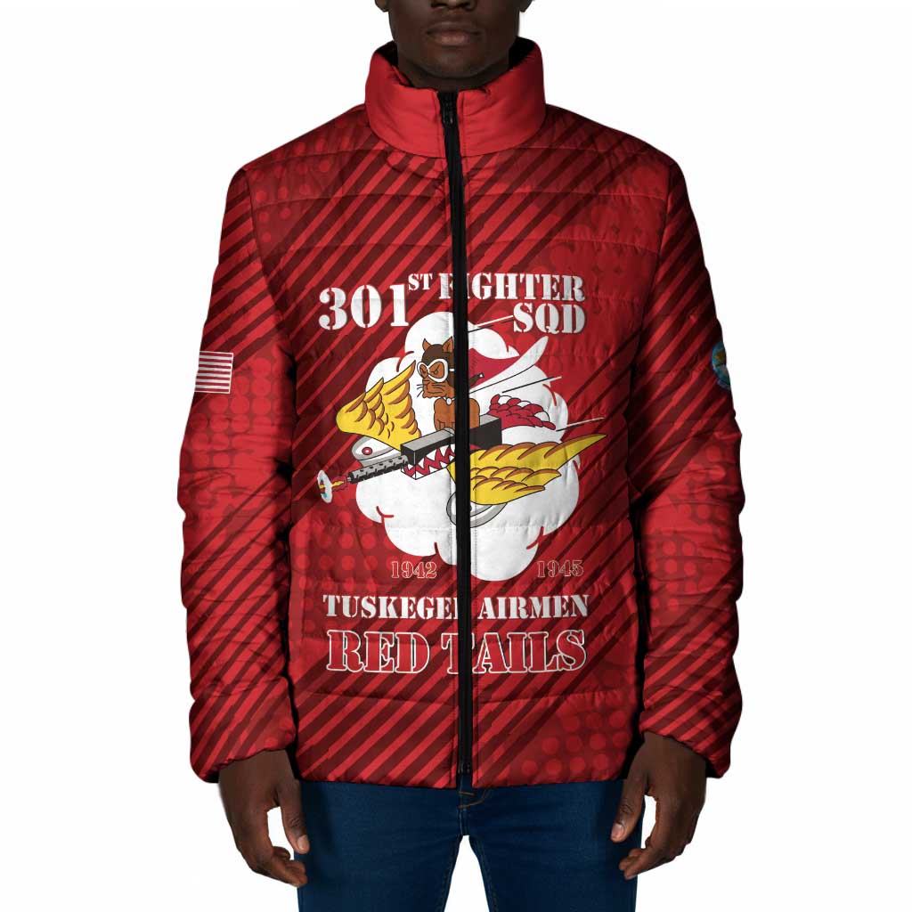 Personalized Tuskegee Airmen Red Tails Padded Jacket 301st Fighter Squadron - Red