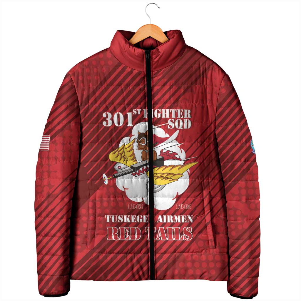 Personalized Tuskegee Airmen Red Tails Padded Jacket 301st Fighter Squadron - Red