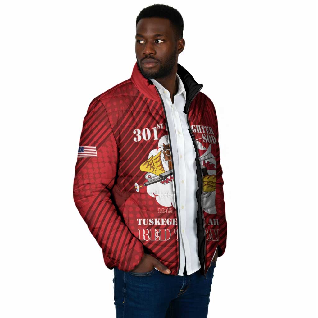 Personalized Tuskegee Airmen Red Tails Padded Jacket 301st Fighter Squadron - Red