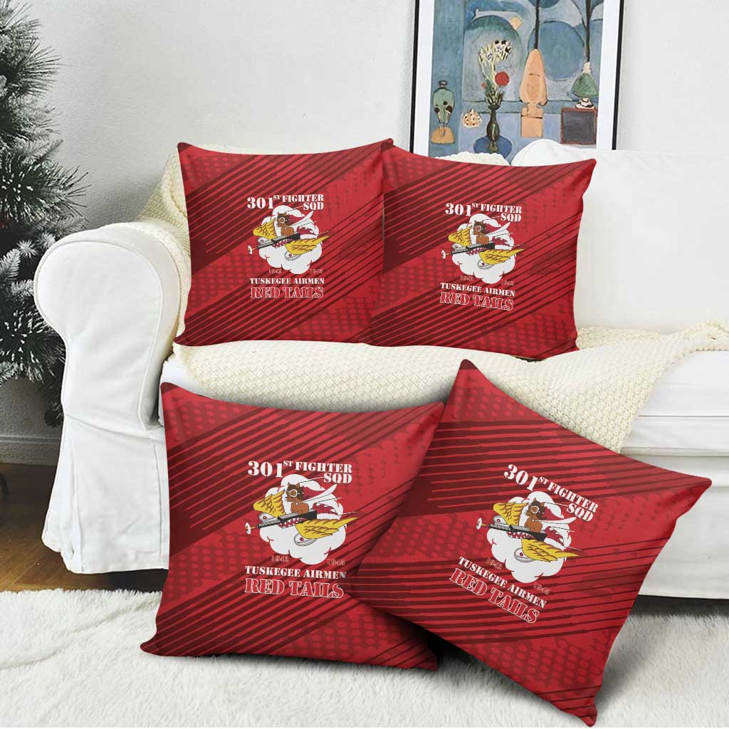 Tuskegee Airmen Red Tails Pillow Cover 301st Fighter Squadron - Red