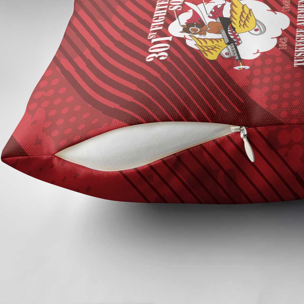 Tuskegee Airmen Red Tails Pillow Cover 301st Fighter Squadron - Red