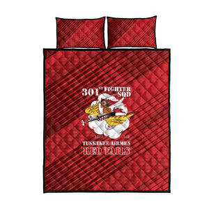 301st Fighter Squadron WWII Quilt Bed Set Red Tails Heritage - Red - African Pride