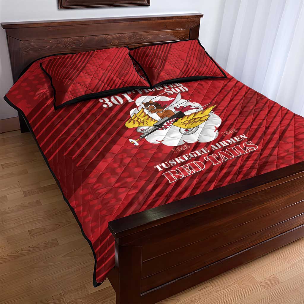 301st Fighter Squadron WWII Quilt Bed Set Red Tails Heritage - Red - African Pride