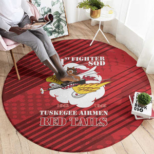 301st Fighter Squadron WWII Round Carpet Red Tails Heritage - Red - African Pride