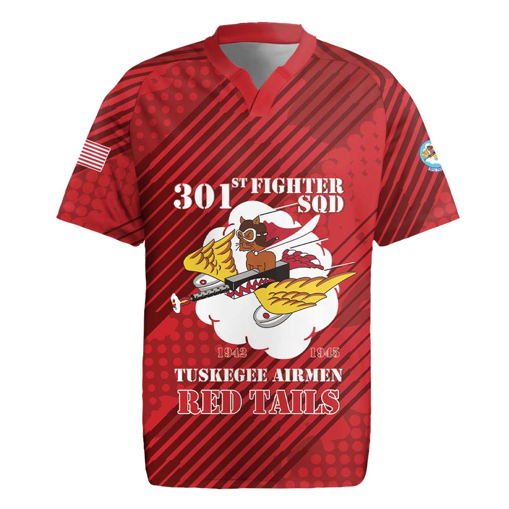 Personalized 301st Fighter Squadron WWII Rugby Jersey Red Tails Heritage - Red - African Pride