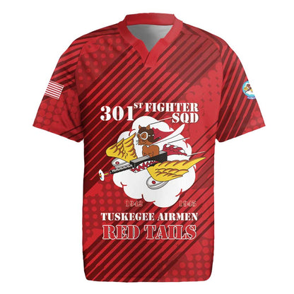 Personalized 301st Fighter Squadron WWII Rugby Jersey Red Tails Heritage - Red - African Pride