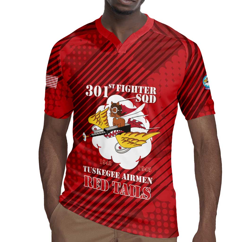 Personalized 301st Fighter Squadron WWII Rugby Jersey Red Tails Heritage - Red - African Pride