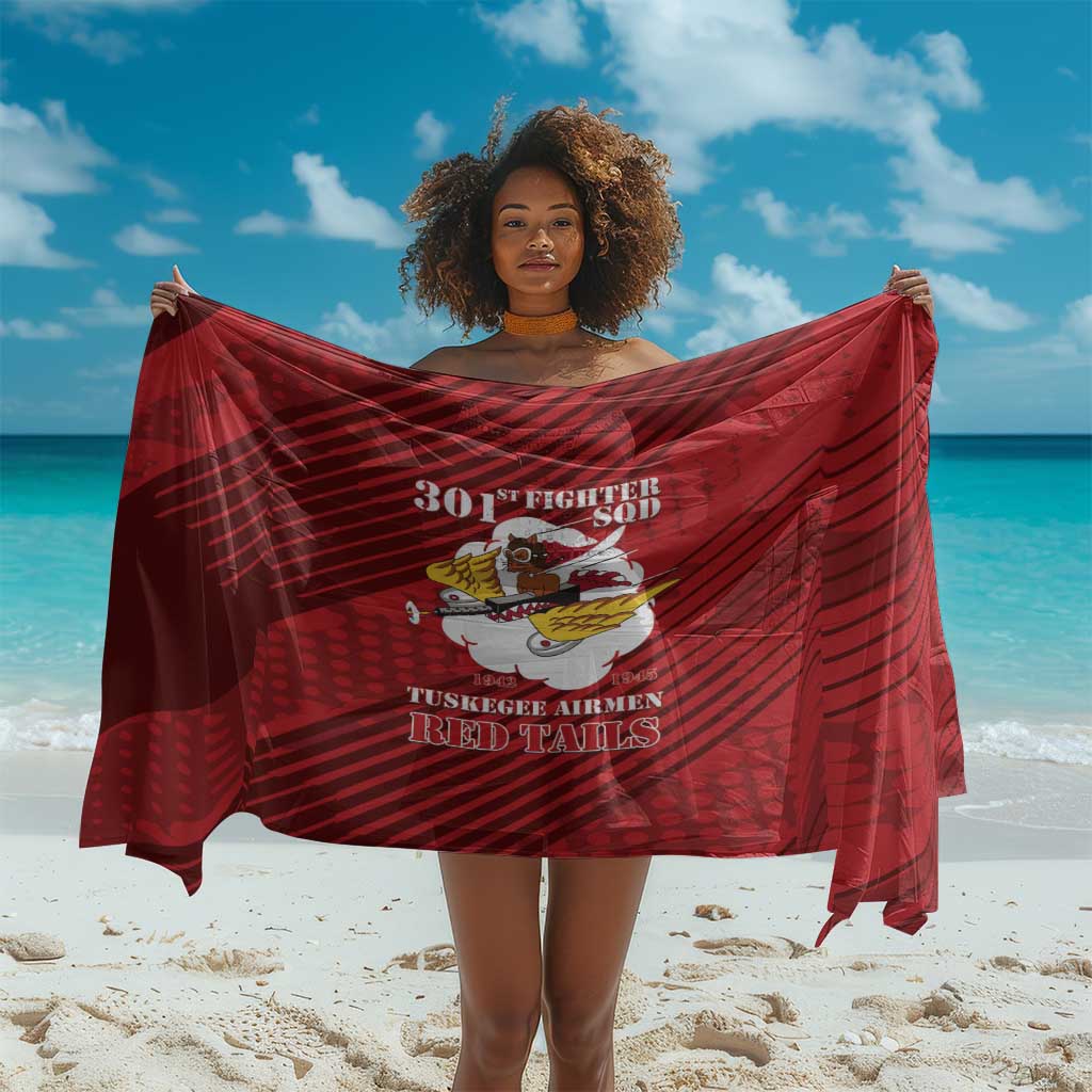 301st Fighter Squadron WWII Sarong Red Tails Heritage - Red - African Pride