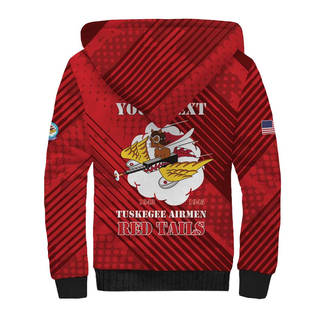 Personalized 301st Fighter Squadron WWII Sherpa Hoodie Red Tails Heritage - Red - African Pride