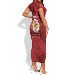 Personalized 301st Fighter Squadron WWII Short Sleeve Bodycon Dress Red Tails Heritage - Red - African Pride