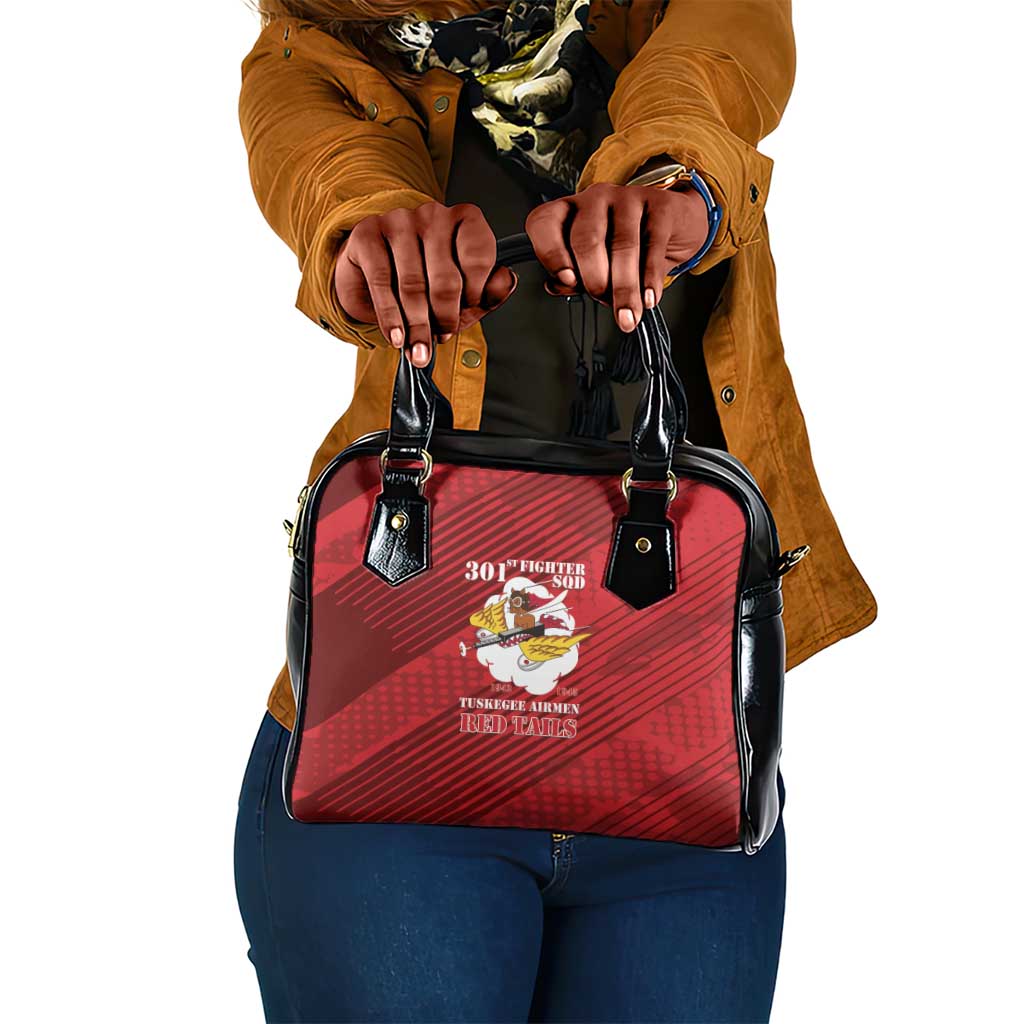 301st Fighter Squadron WWII Shoulder Handbag Red Tails Heritage - Red - African Pride