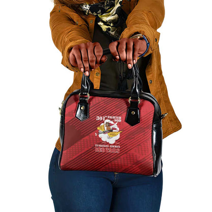 301st Fighter Squadron WWII Shoulder Handbag Red Tails Heritage - Red - African Pride