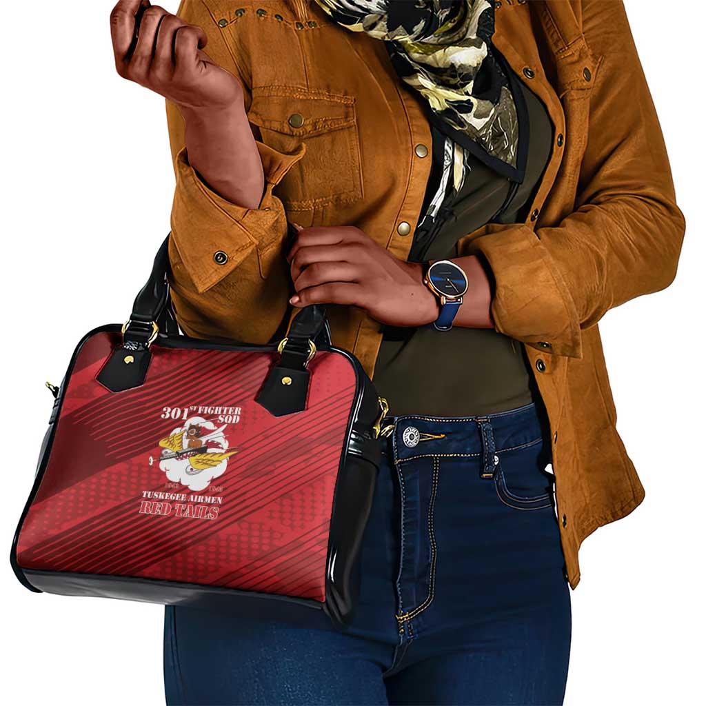 301st Fighter Squadron WWII Shoulder Handbag Red Tails Heritage - Red - African Pride
