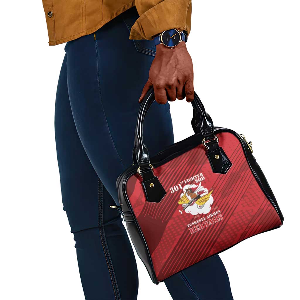 301st Fighter Squadron WWII Shoulder Handbag Red Tails Heritage - Red - African Pride