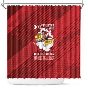 301st Fighter Squadron WWII Shower Curtain Red Tails Heritage - Red - African Pride