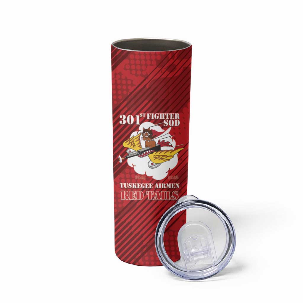 Personalized 301st Fighter Squadron WWII Skinny Tumbler Red Tails Heritage - Red - African Pride