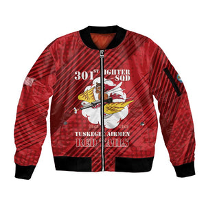Personalized 301st Fighter Squadron WWII Sleeve Zip Bomber Jacket Red Tails Heritage - Red - African Pride