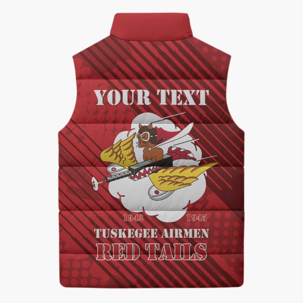 Personalized Tuskegee Airmen Red Tails Sleeveless Puffer Jacket 301st Fighter Squadron - Red