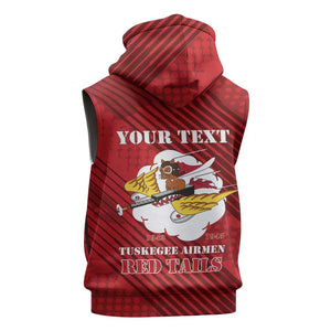 Personalized 301st Fighter Squadron WWII Sleeveless Zip Hoodie Red Tails Heritage - Red - African Pride