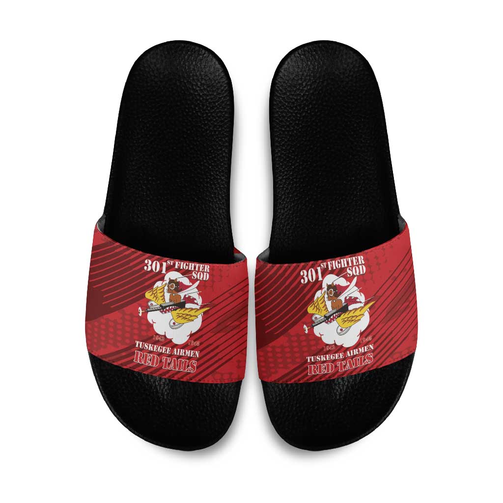 Tuskegee Airmen Red Tails Slide Sandals 301st Fighter Squadron - Red