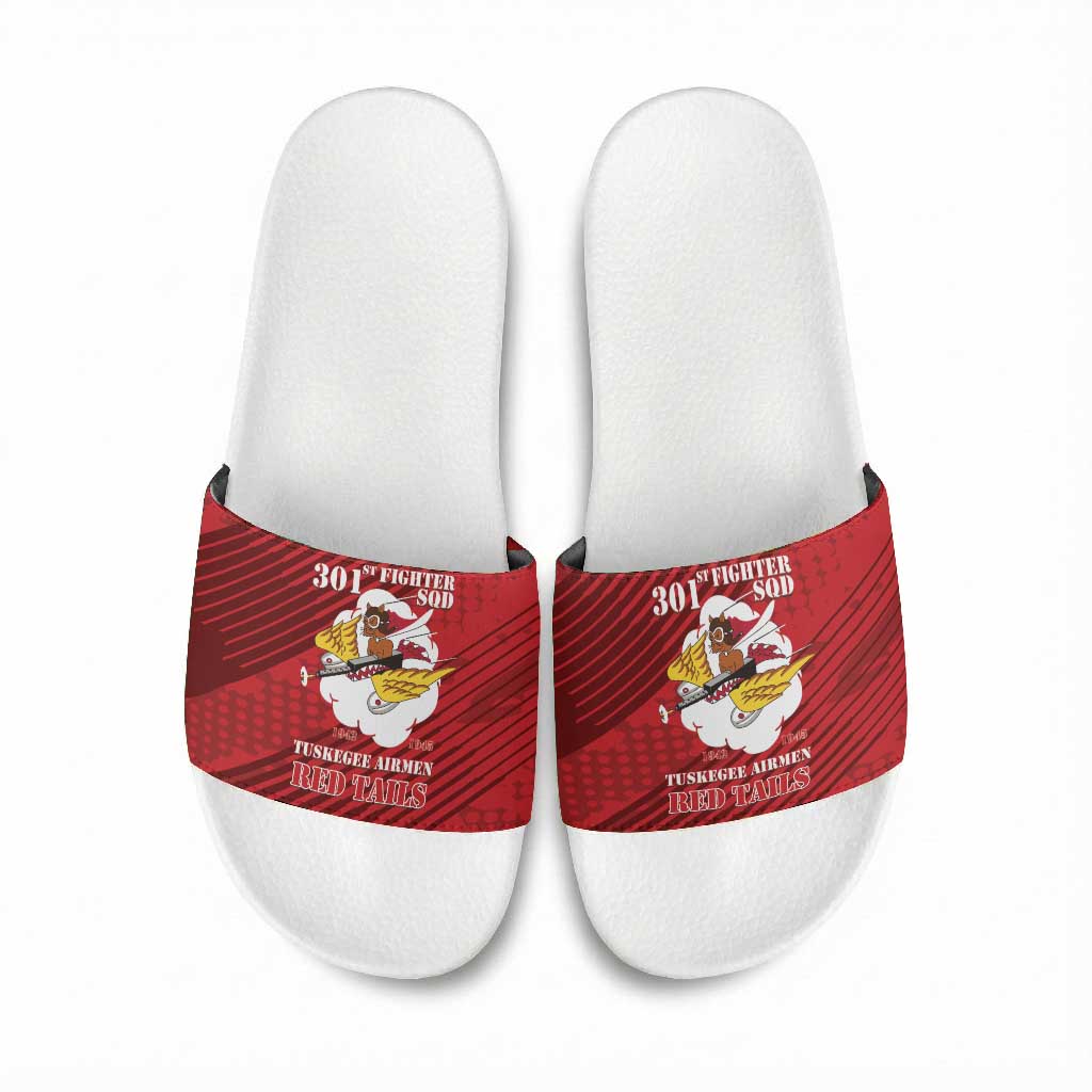 Tuskegee Airmen Red Tails Slide Sandals 301st Fighter Squadron - Red