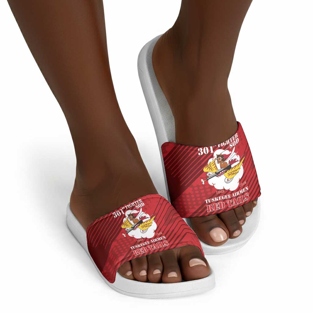 Tuskegee Airmen Red Tails Slide Sandals 301st Fighter Squadron - Red